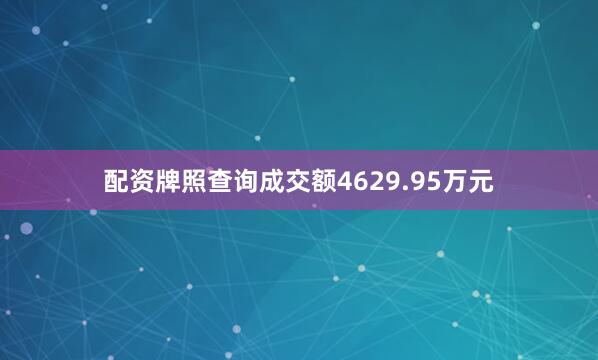 配资牌照查询成交额4629.95万元